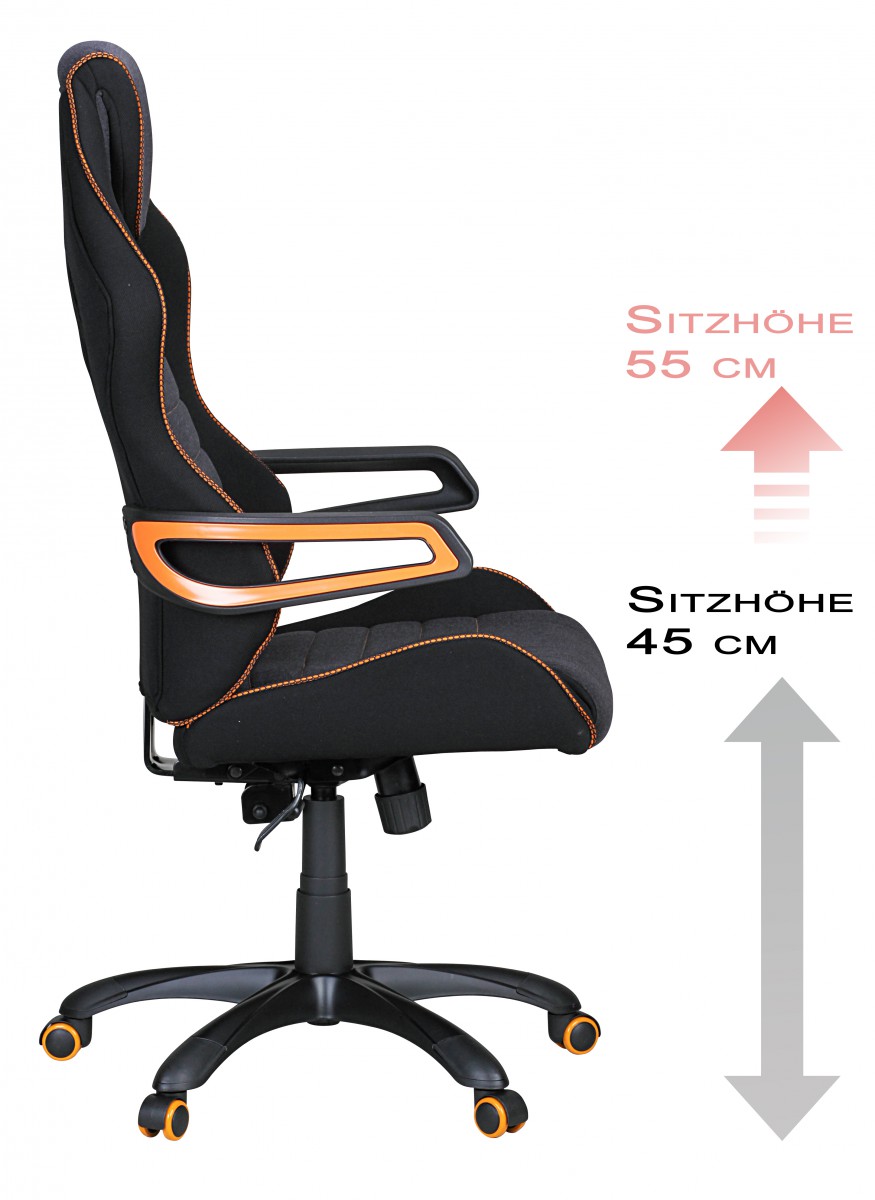 Amstyle Valentino Racing Chefsessel Orange-Line schwarz grau