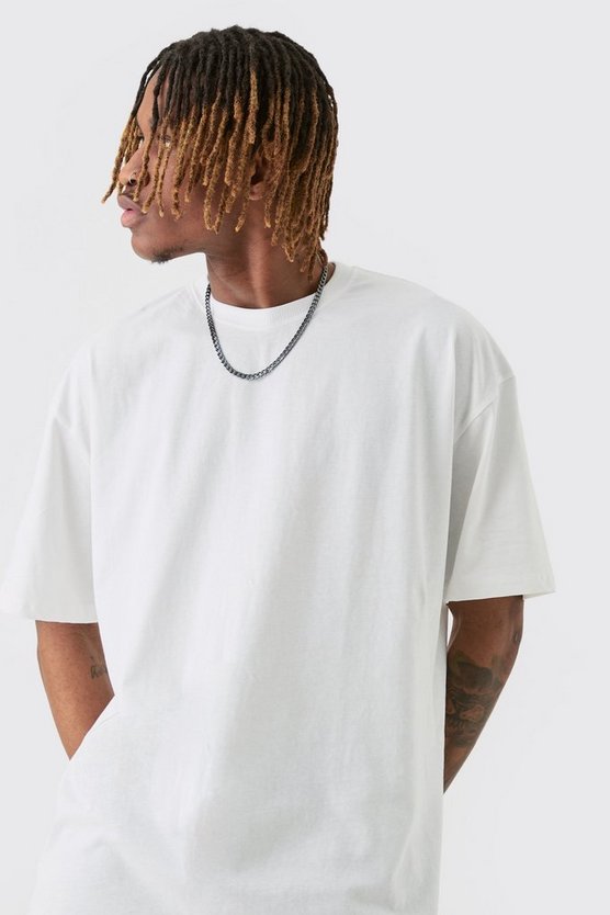 Tall weißes T-Shirt mit Print