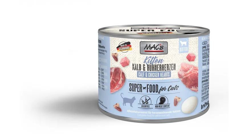 MAC´s CAT Katzennassfutter Kitten Kalb & Hühnerherzen 200 g