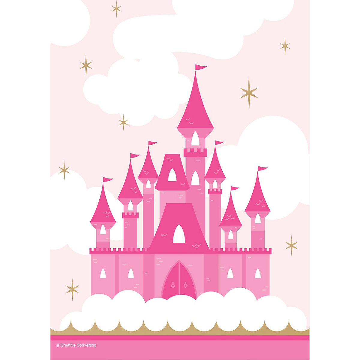 Geschenktüte Mitgebseltüte Prinzessin Schloss, Kunststoff, 22 x 16 cm, 8 Stück