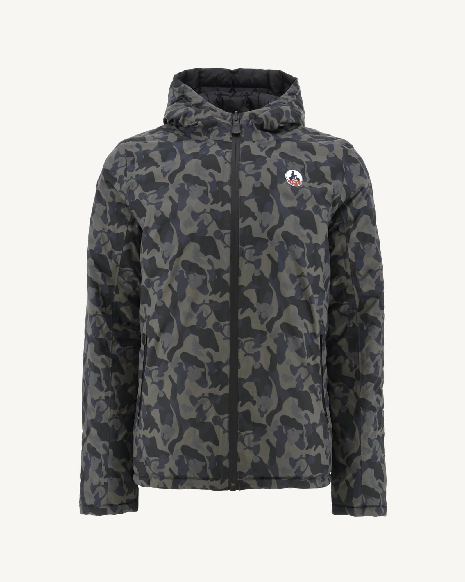 Doudoune réversible à capuche Print militaire/Noir Bergen