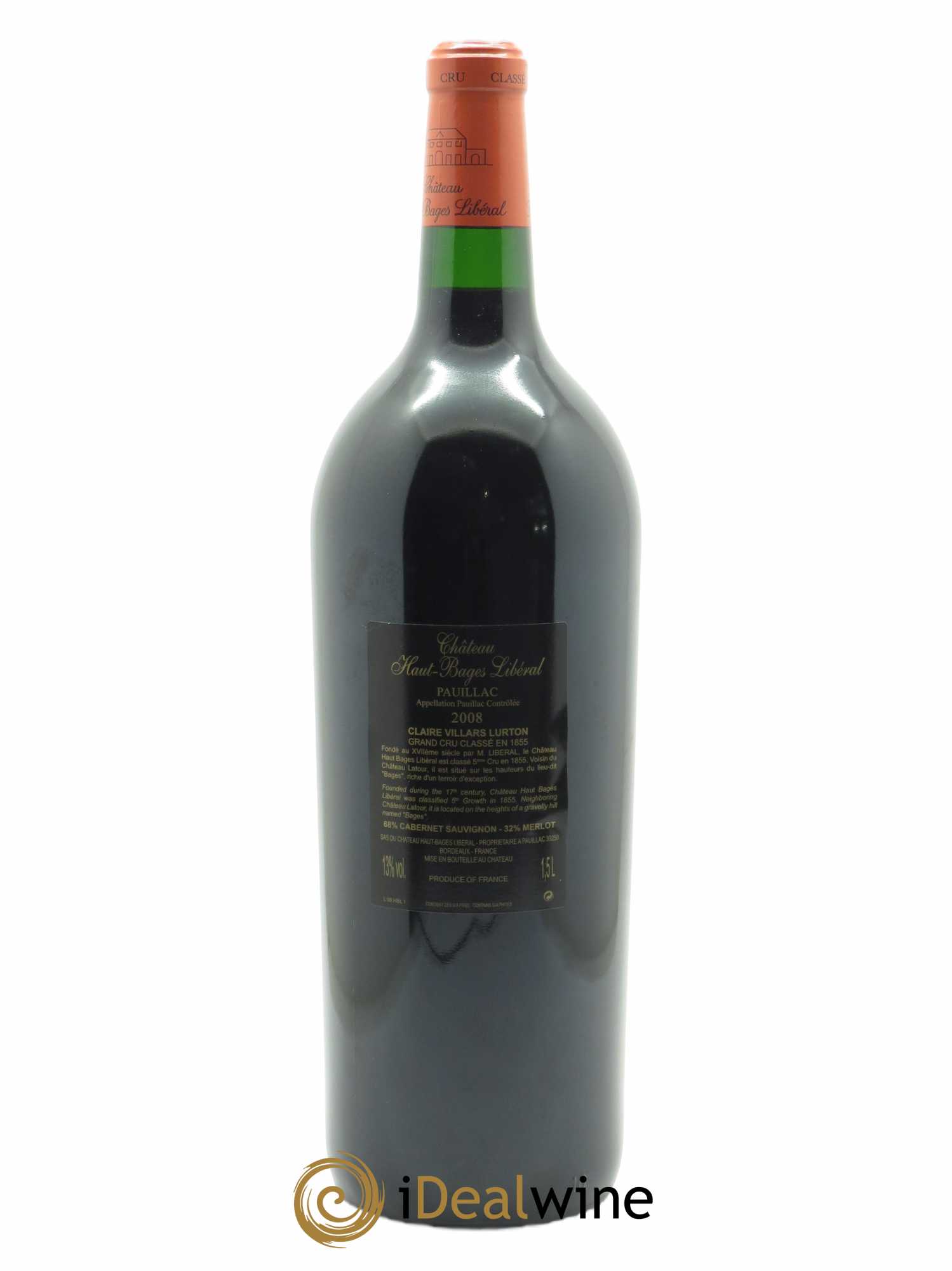 Château Haut Bages Libéral 5ème Grand Cru Classé (CBO à partir de 6 mgs) 2008 - Lot de 1 Magnum