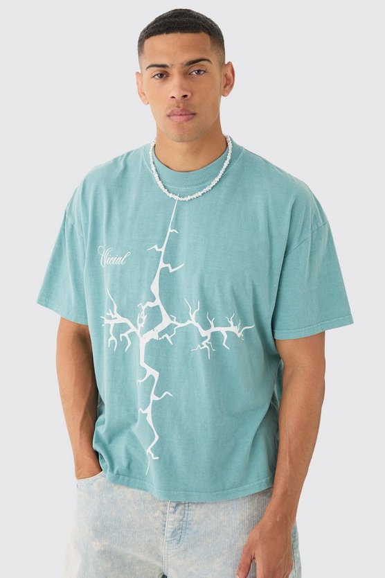 Oversize T-Shirt mit Gothic Kreuz Print