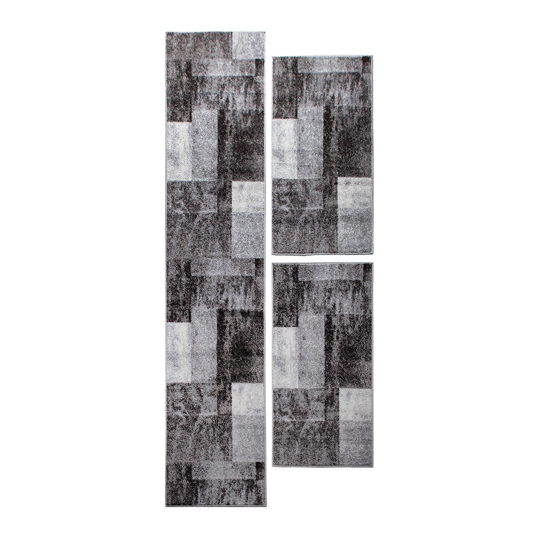 Bettumrandung PHOENIX oKu-Tex, Höhe 11 mm, (Set, 3-tlg. 1 x 67 x 340 cm + 2 x 67 x 140 cm), Bettvorleger-Set, 3-tlg., weicher Kurzflor, modernes Design, meliert