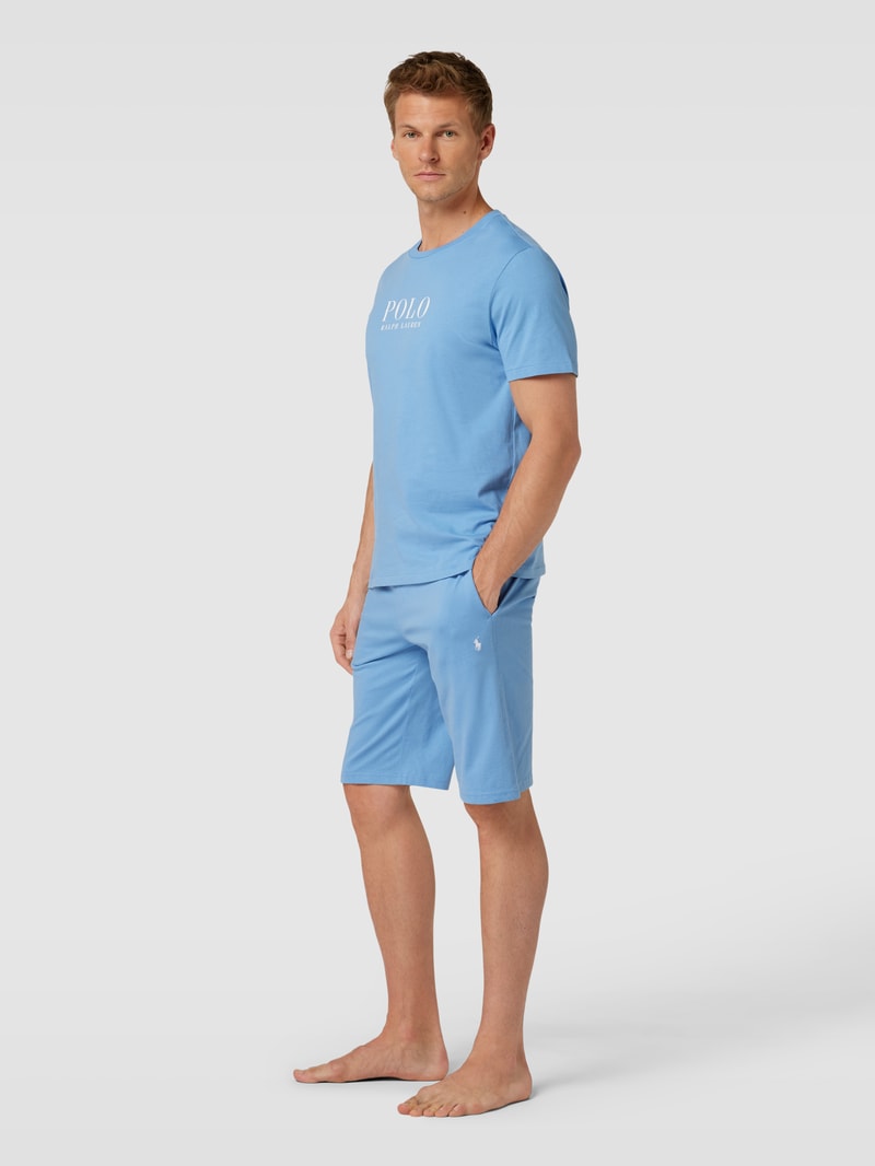 Slim Fit Sweatshorts mit Label-Stitching Modell 'LIQUID' in hellblau