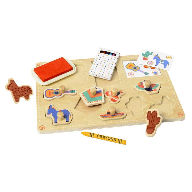Set créatif 8 tampons en bois et accessoires Oxybul