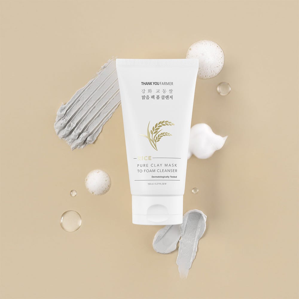 Thank You Farmer Rice Pure Clay Mask to Foam Cleanser 150 ml