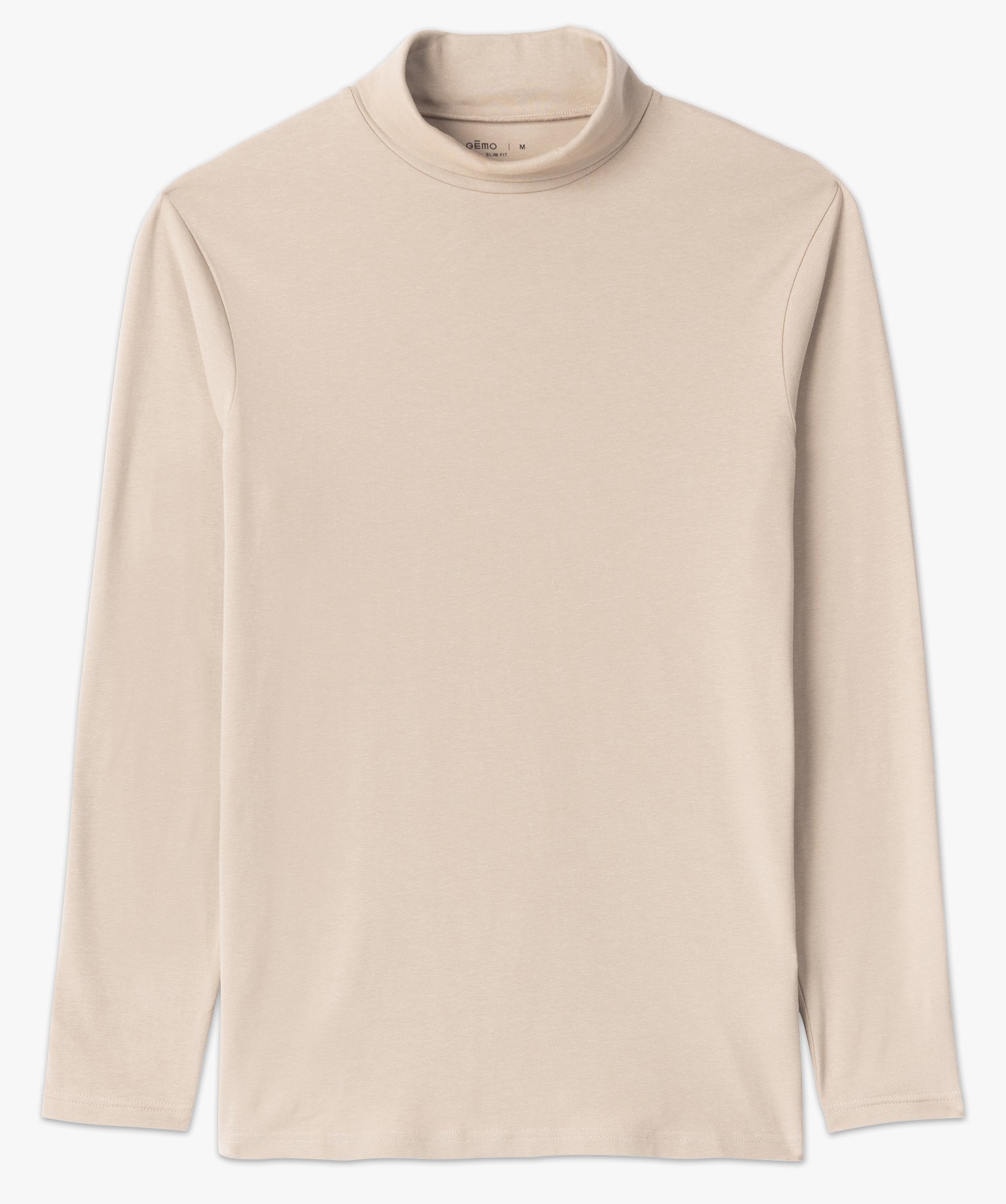 Tee-shirt homme à large col roulé coupe slim beige | GEMO