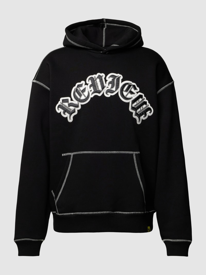 Hoodie mit Label-Stitching in schwarz