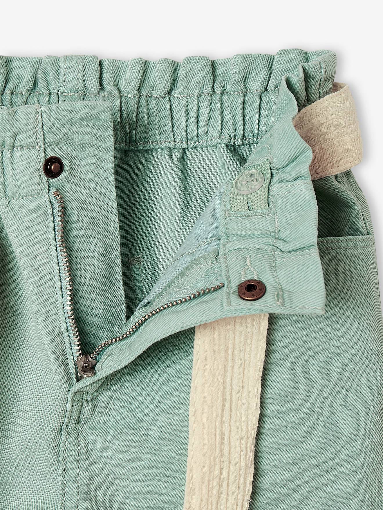 Vertbaudet Mädchen Paperbag-Shorts mit Stoffgürtel - sandfarben