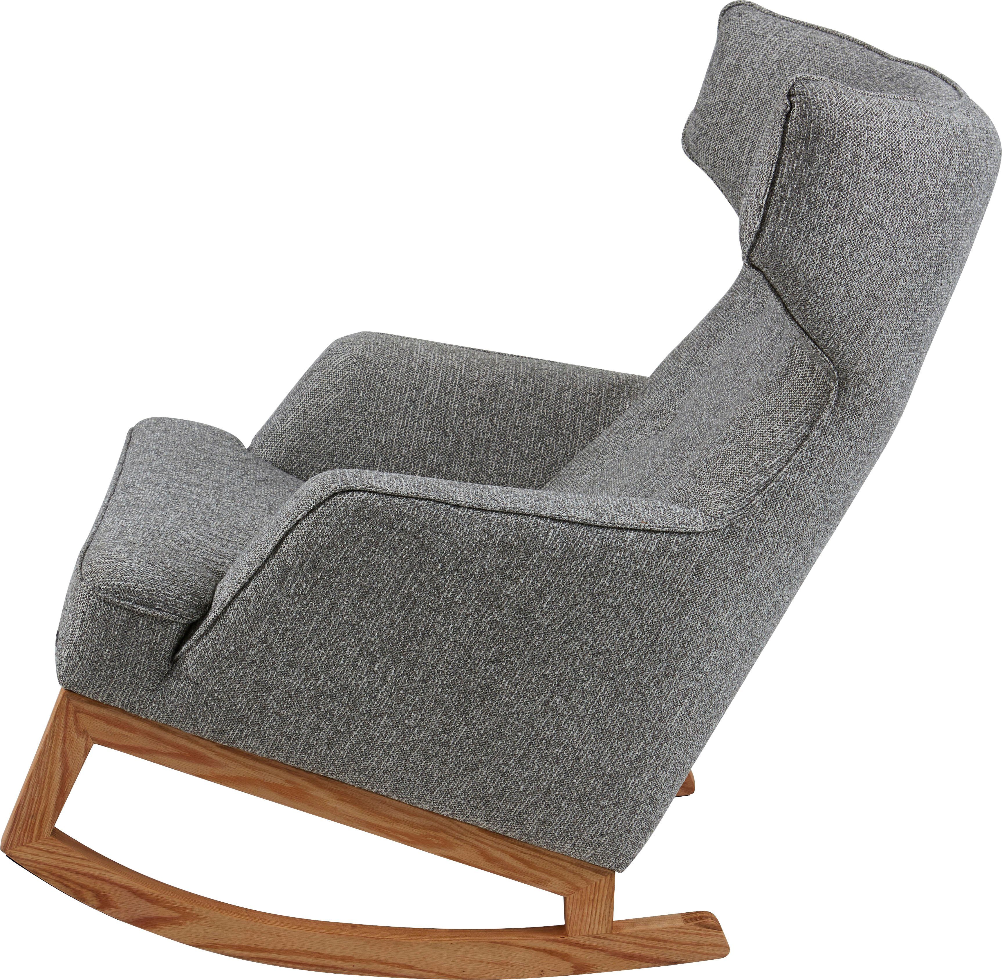 TOM TAILOR HOME Schaukelstuhl COZY, im Retrolook, mit Kedernaht und Knöpfen, Füße Eiche natur