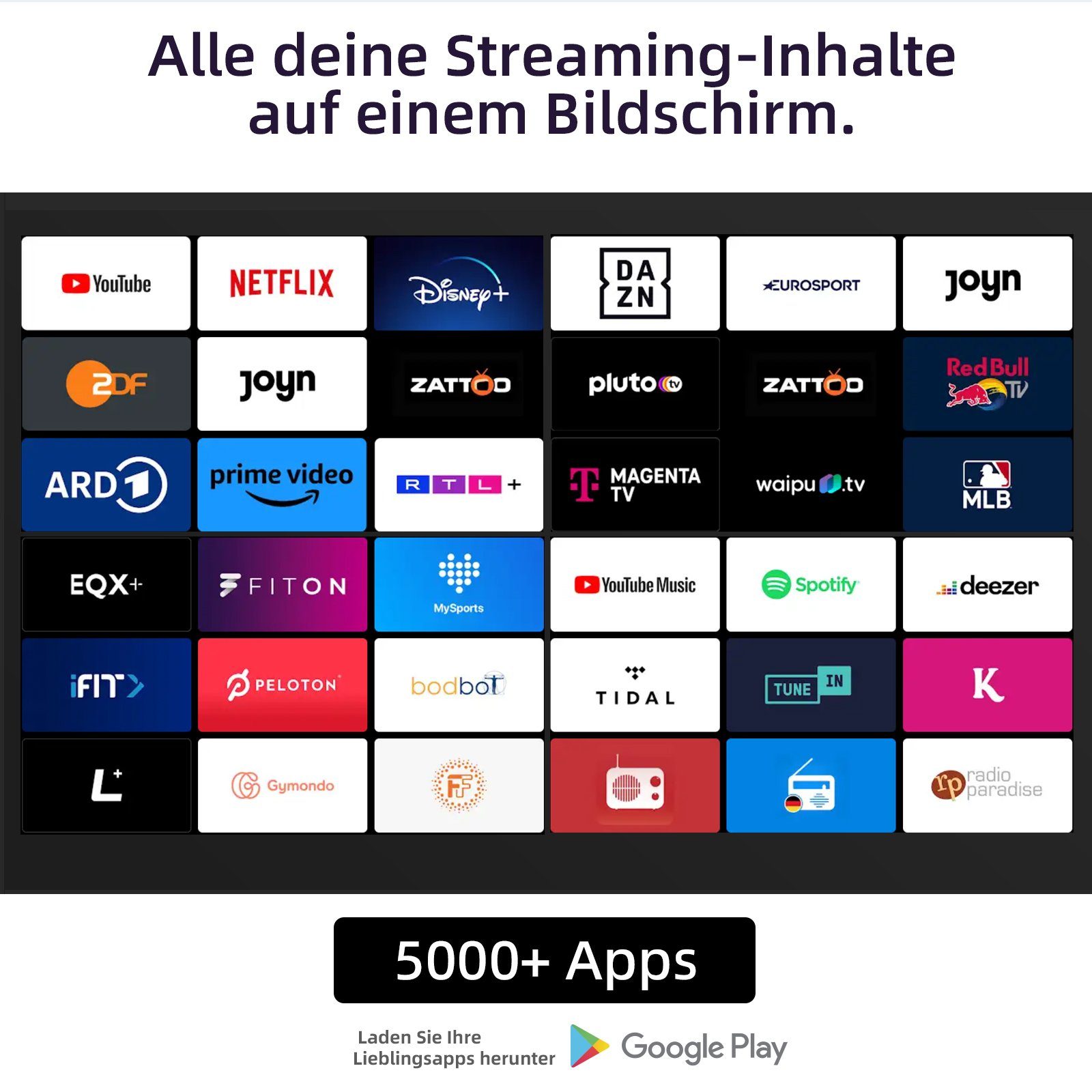 CHiQ U55QH7C QLED-Fernseher (139,00 cm/55 Zoll, 4K Ultra HD, Smart-TV, Android TV, WCG,Rahmlos design, Google Assistant)