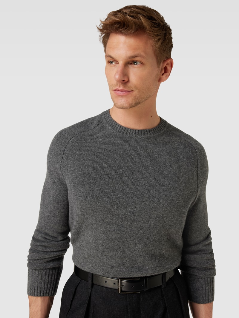 Kaschmirpullover mit Rundhalsausschnitt Modell 'Maglio' in anthrazit