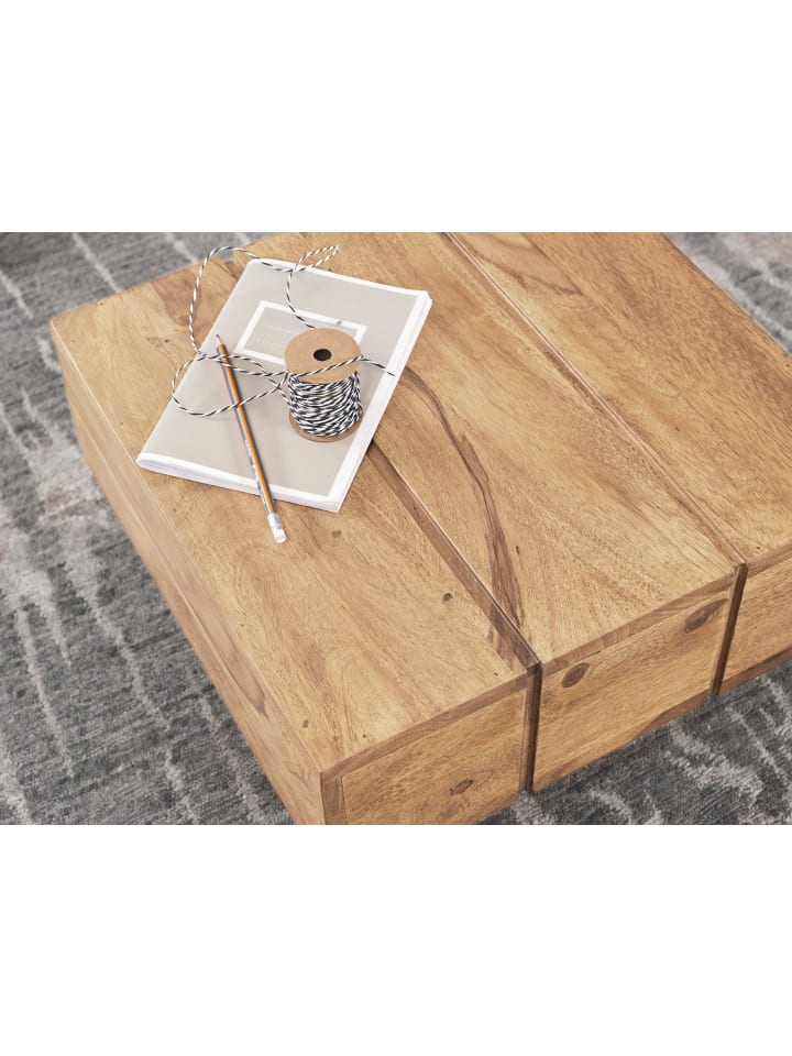 KADIMA DESIGN Beistelltisch Massivholz Wohnzimmertisch 44 x 44 x 30 cm in Akazie günstig kaufen onesize