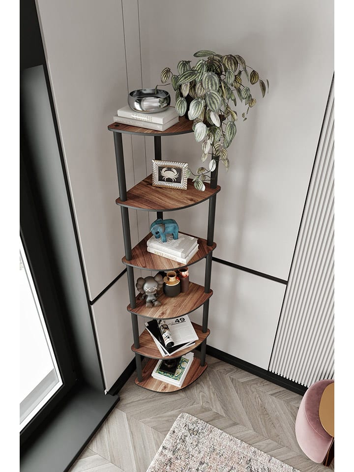 Evila Bücherregal in Braun/ Schwarz - (B)34 x (H)139 x (T)34 cm günstig kaufen onesize