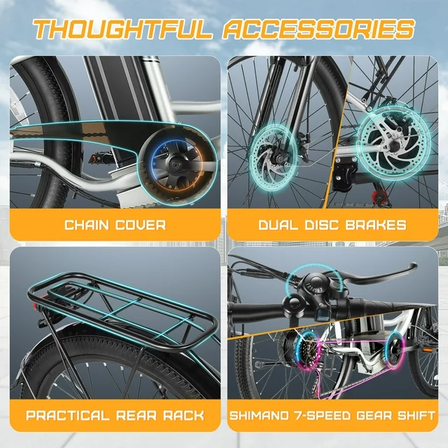 Gocio 500W Electric Bike for Adults, 26 Electric Hybrid Bicycle City Ebike, E Bike with 48V 7.8Ah Battery