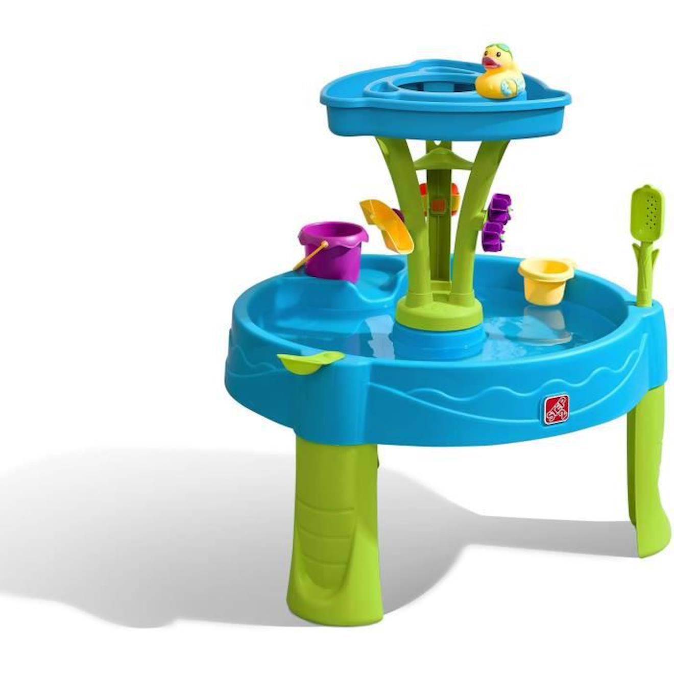 Step2 Summer Showers Splash Table d'eau avec 8 Accessoires | Table de Jeu Enfant a Eau | Table d'activité / Jouet pour Le Jardin bleu