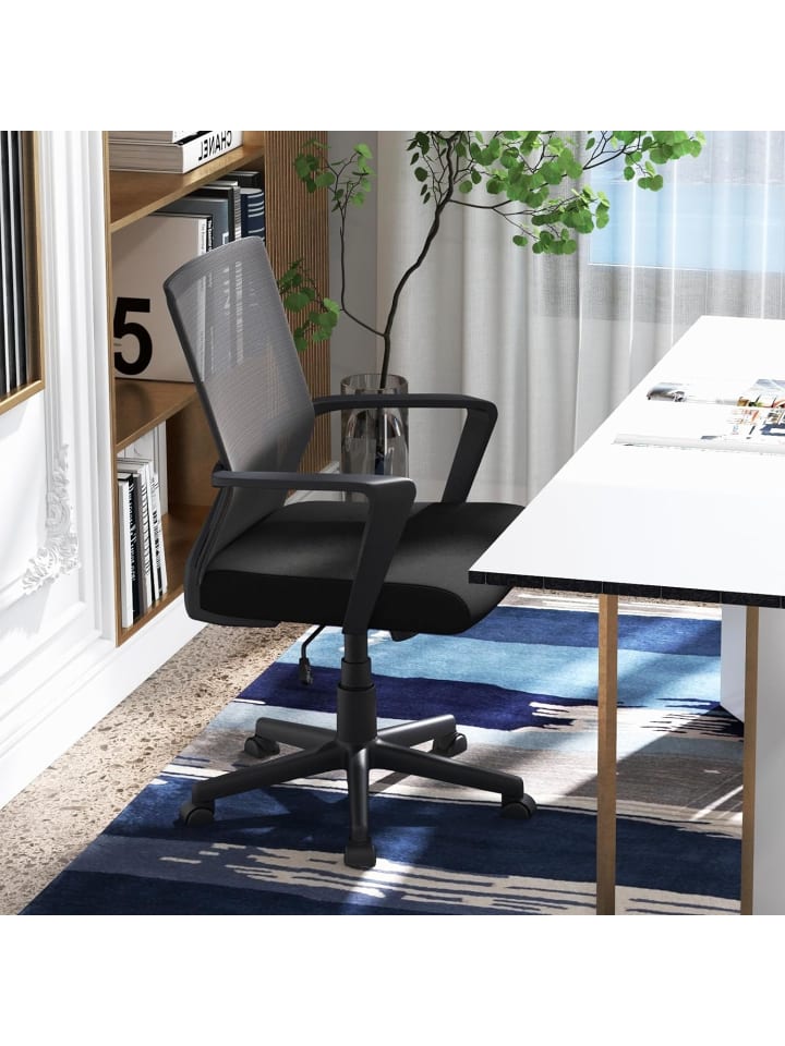 COSTWAY Bürostuhl mit Lordosenstütze in Schwarz günstig kaufen onesize