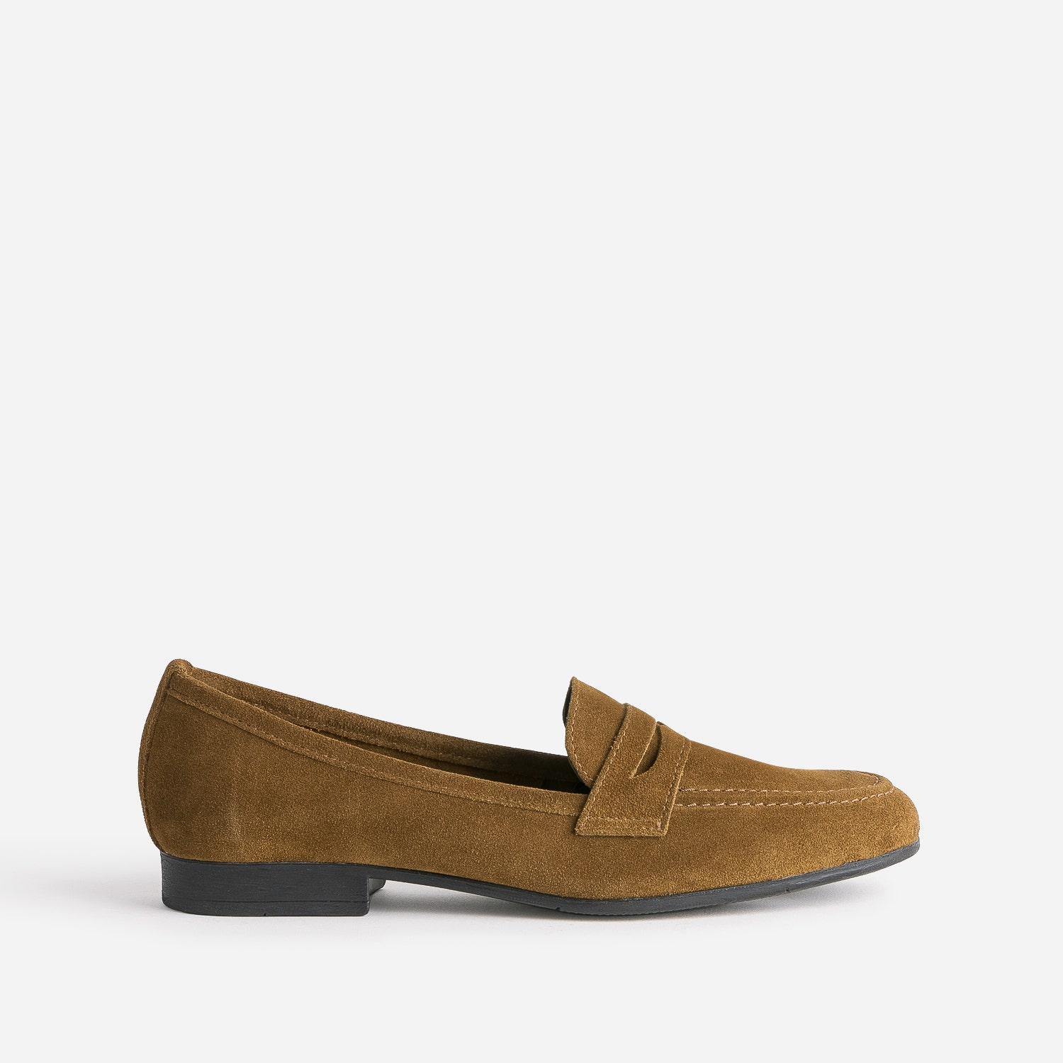 Mocassin marron en cuir velours