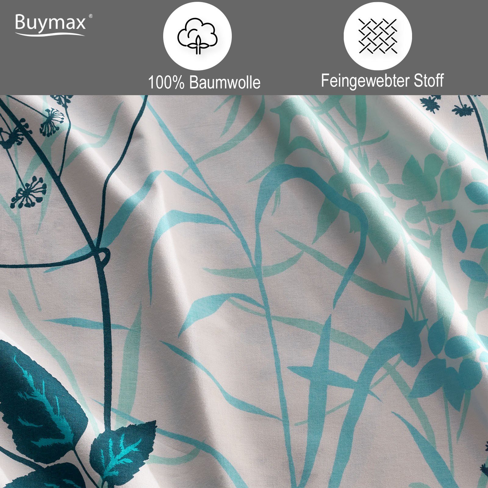 Bettwäsche, Buymax, Renforcé, 2 teilig, 100% Baumwolle, in Renforcé Qualität, Bettwäsche-Set in 135x200 cm, 155x220 cm, 200x200 cm und 200x220 cm, Bett- und Kopfkissenbezug mit Reißverschluss