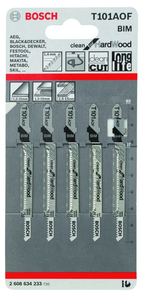 Bosch Blue Accessories 2608634233 T101AOF Pistosahan terät T-varsi 5 kpl lehtipuulle