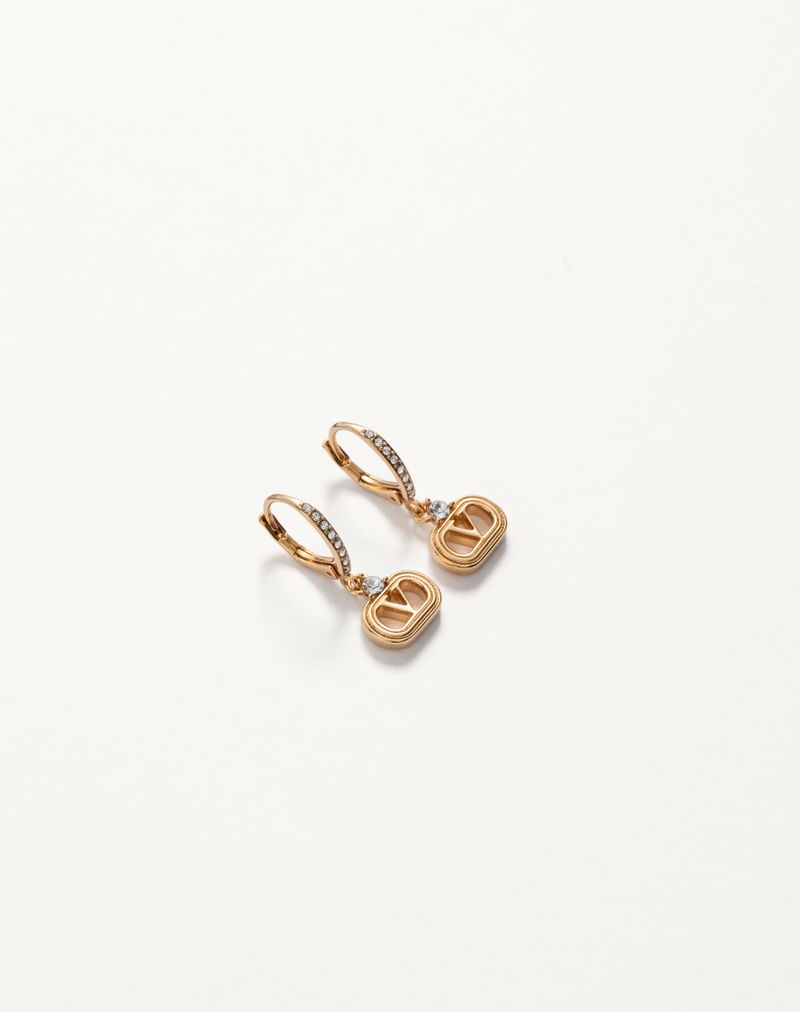 Brincos ovais em metal e cristais Swarovski®