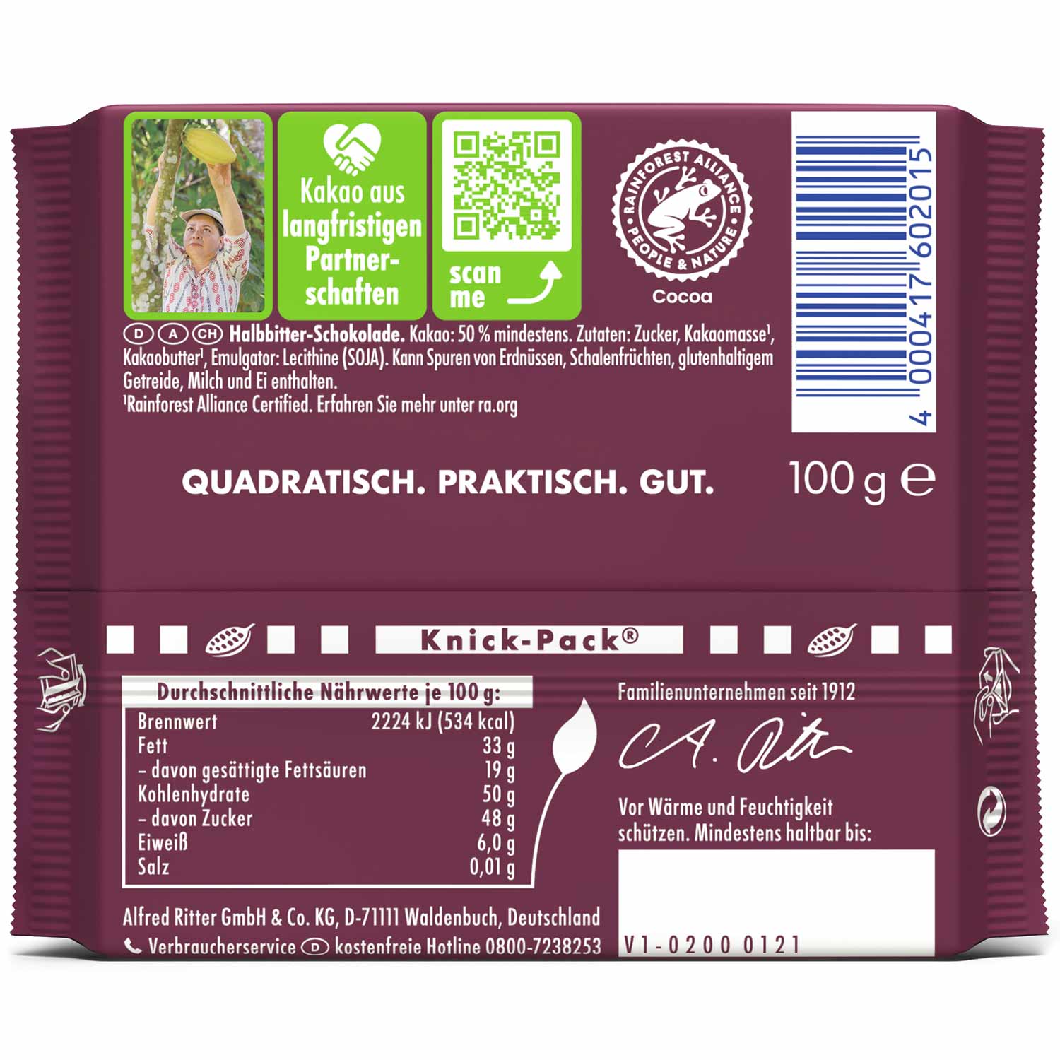 Ritter Sport Halbbitter 100g