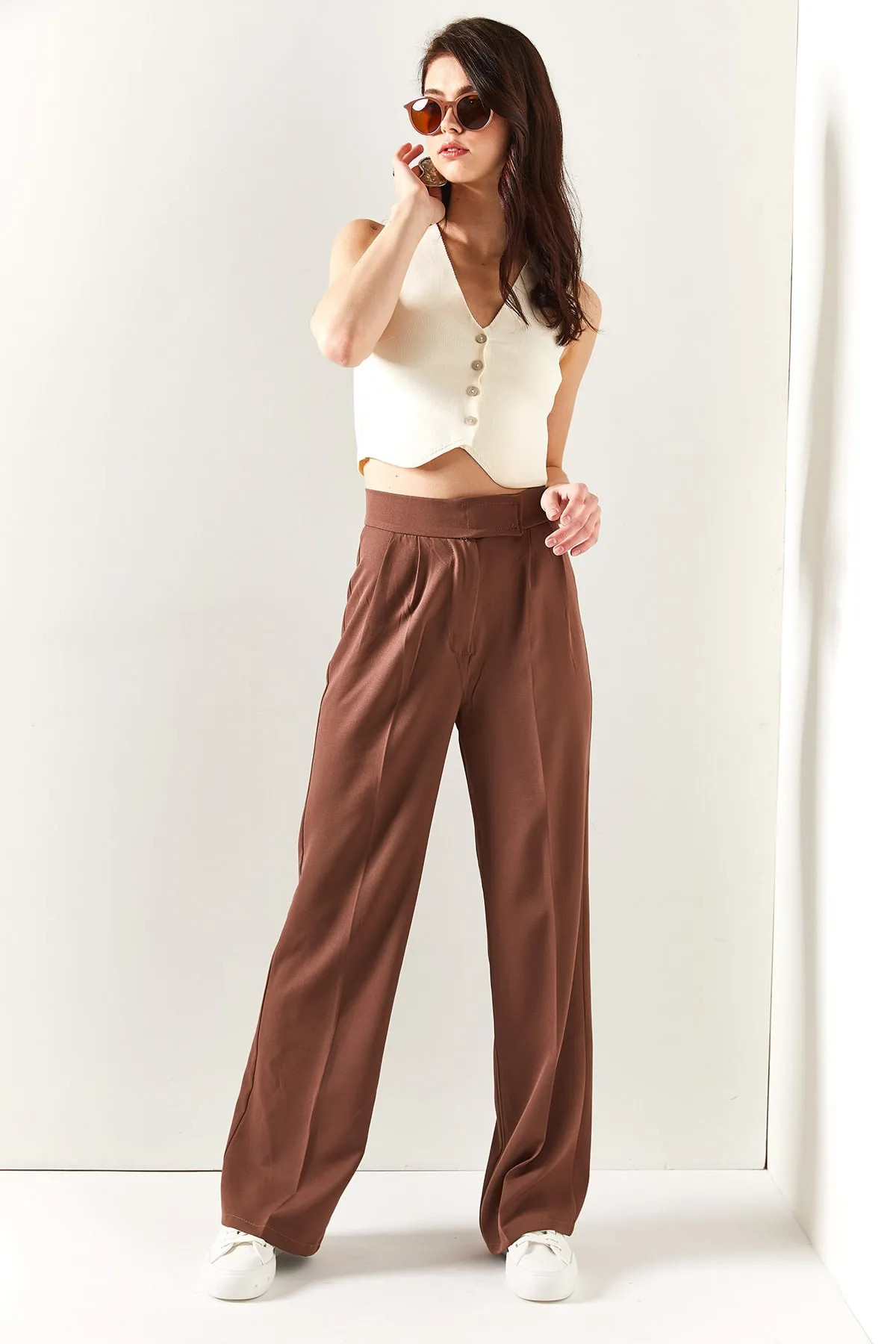 Olalook  Damen-Palazzo-Hose mit Erdbund und Klettverschluss, PNT-19000222