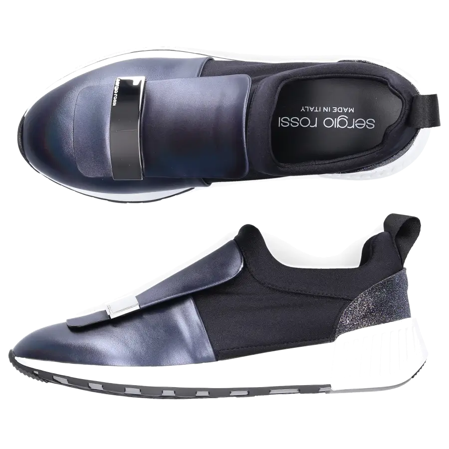 Sergio Rossi - Slip Ons SR1RUNNING Kalbsleder Polyamid Glitzer Logo schwarz - schwarz