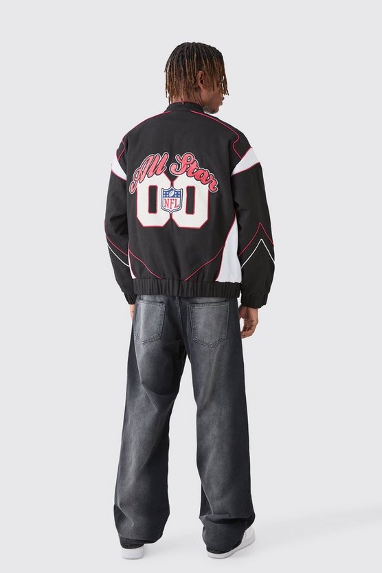 Oversize Nfl PU-Jacke mit Applikation