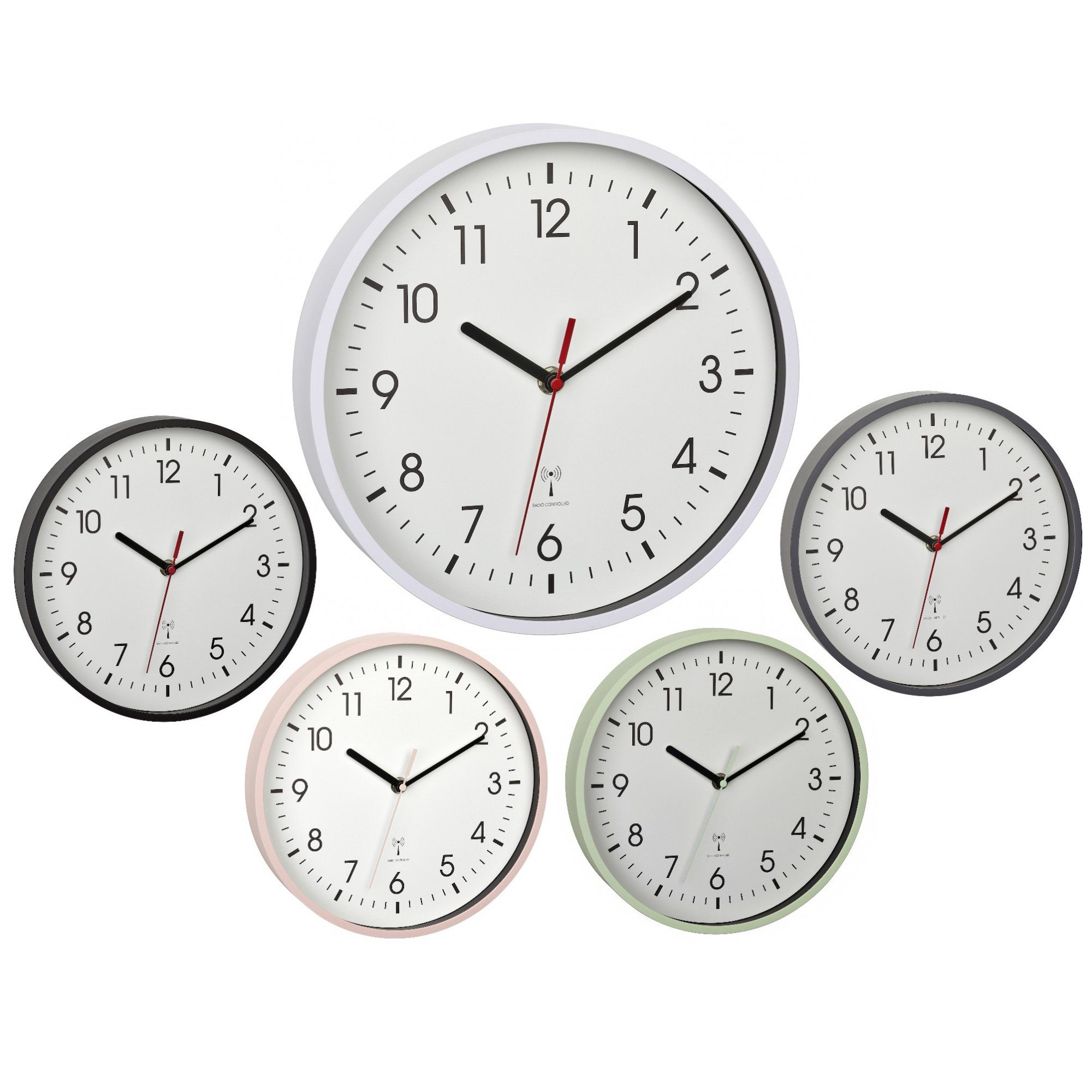 TFA Dostmann Wanduhr TFA 60.3550 analoge Funk-Wanduhr Funkuhr 245 mm mit Sekundenzeiger