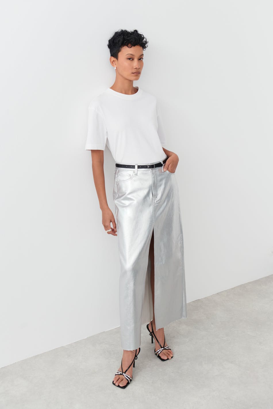 Metallic maxi skirt