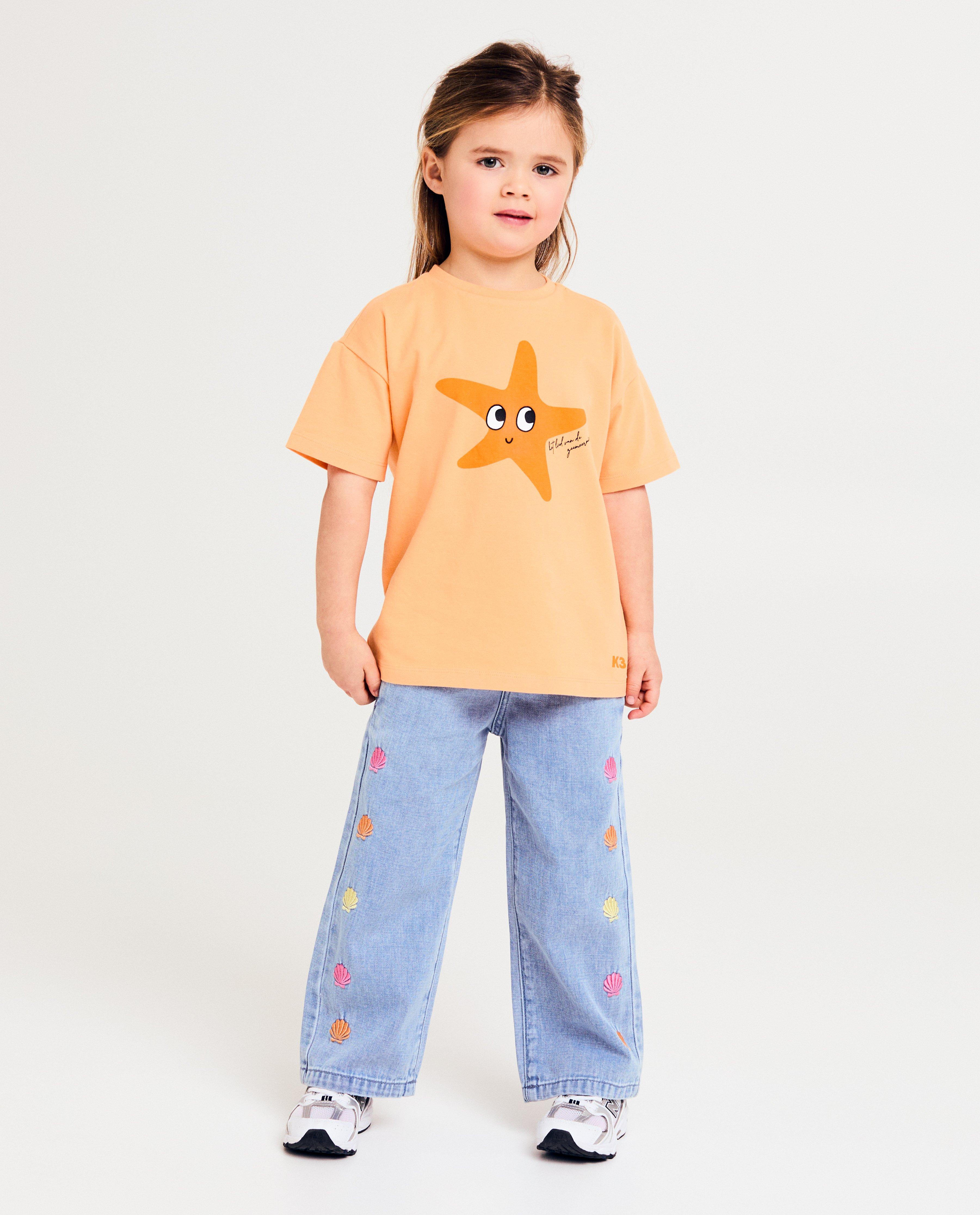 Tricou K3 cu imprimeu de steluțe de mare, portocaliu unisex