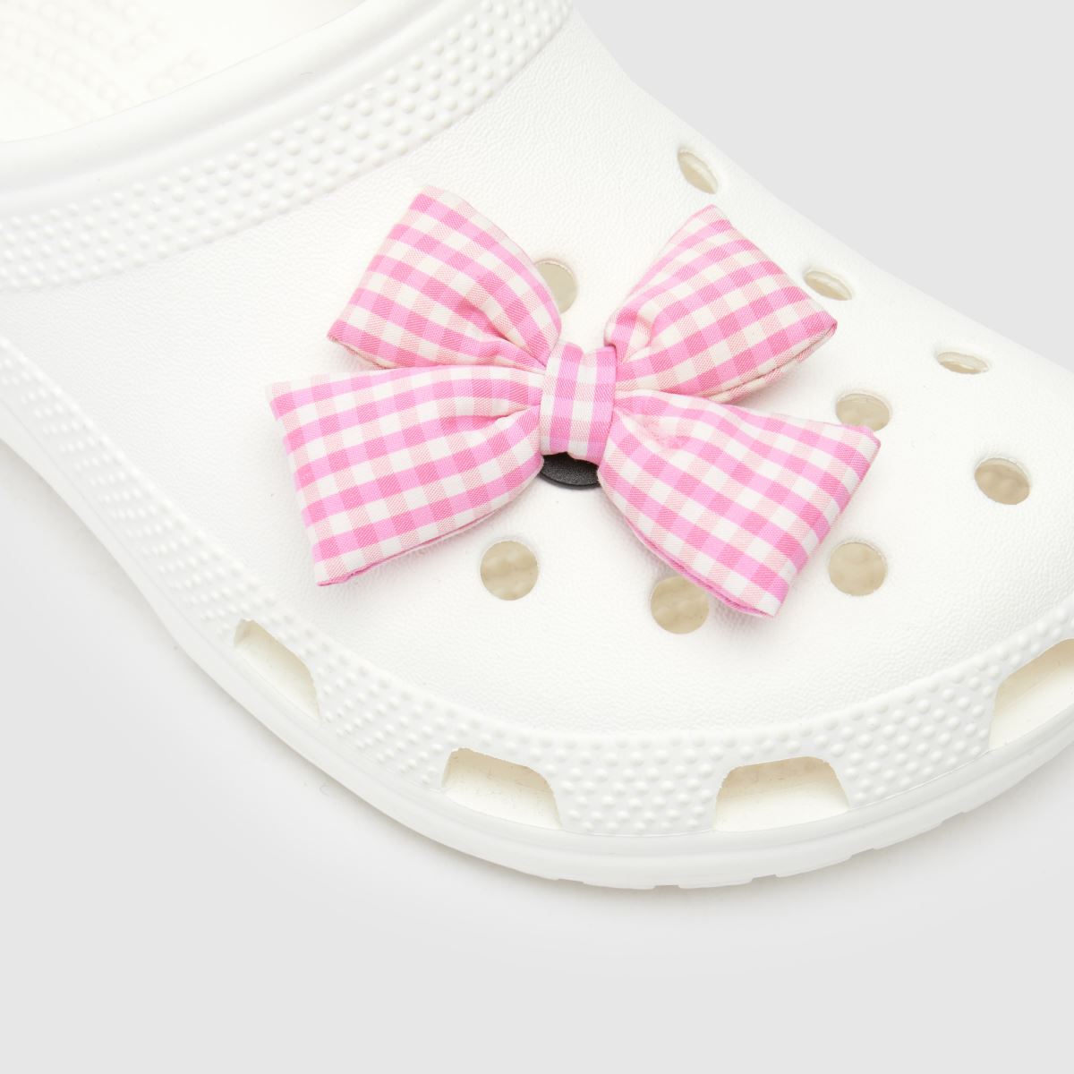 Crocs vit & rosa jibbitz schackrutig rosett