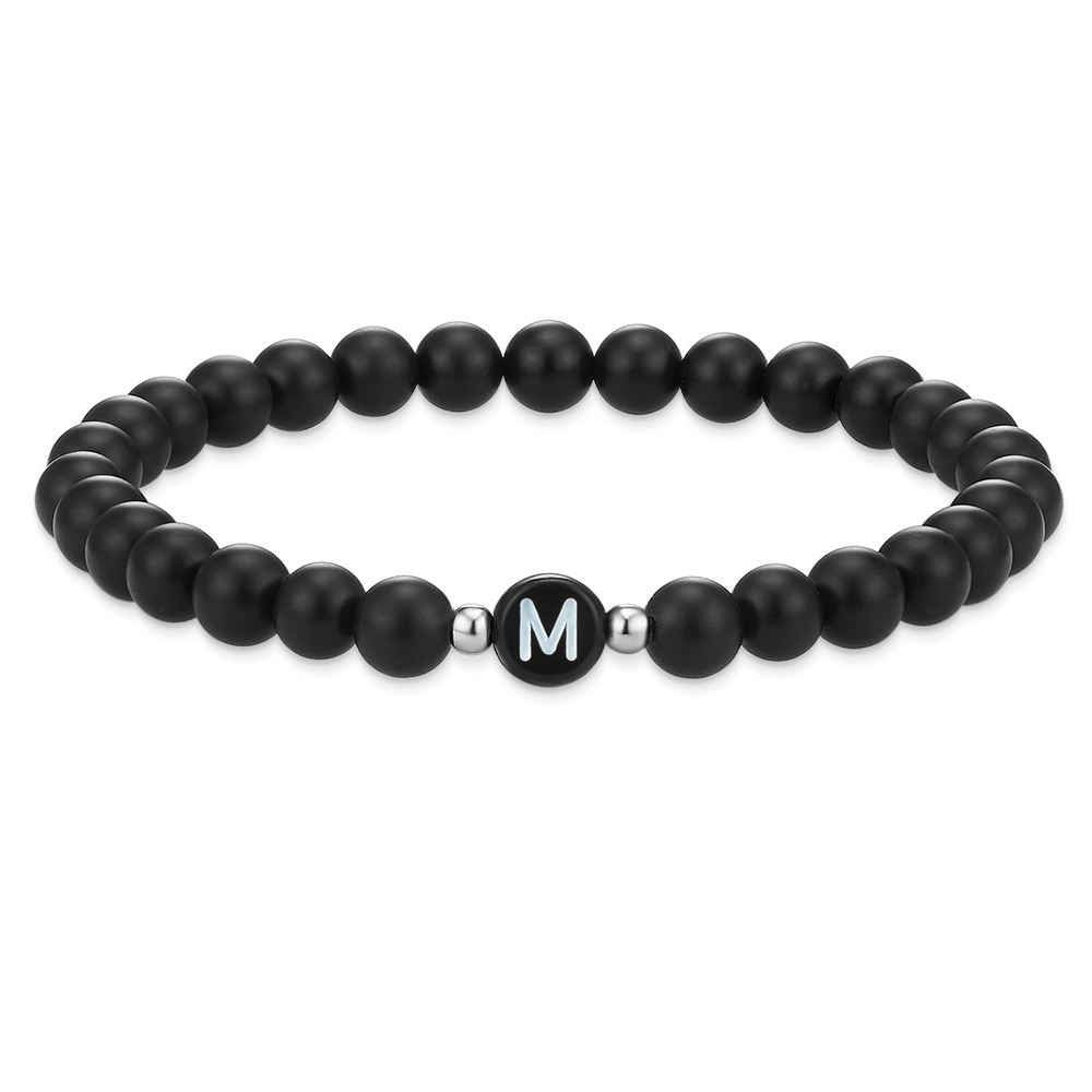EASTSIDE Bracelet en pierres précieuses Lettres Agate en Noir Bracelet