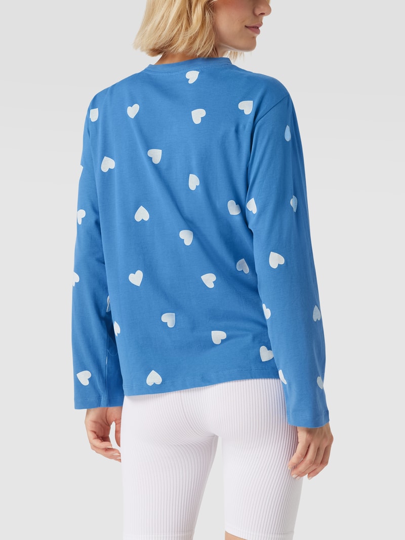 Pyjama-Oberteil mit Allover-Motiv-Print in blau