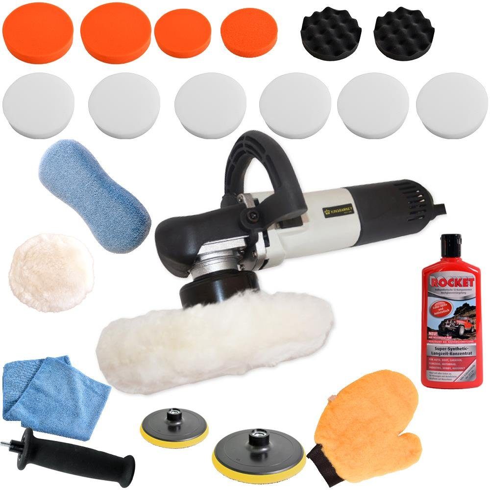 PROMAFIT Exzenter Poliermaschine Exzenter Poliermaschine 710 W 8mm Hub (Set 3), 2500 min. U/min, 6800 max. U/min, (Set, 3), ohne Akku und Ladegerät, Poliermaschine für Rechts- und Linkshänder