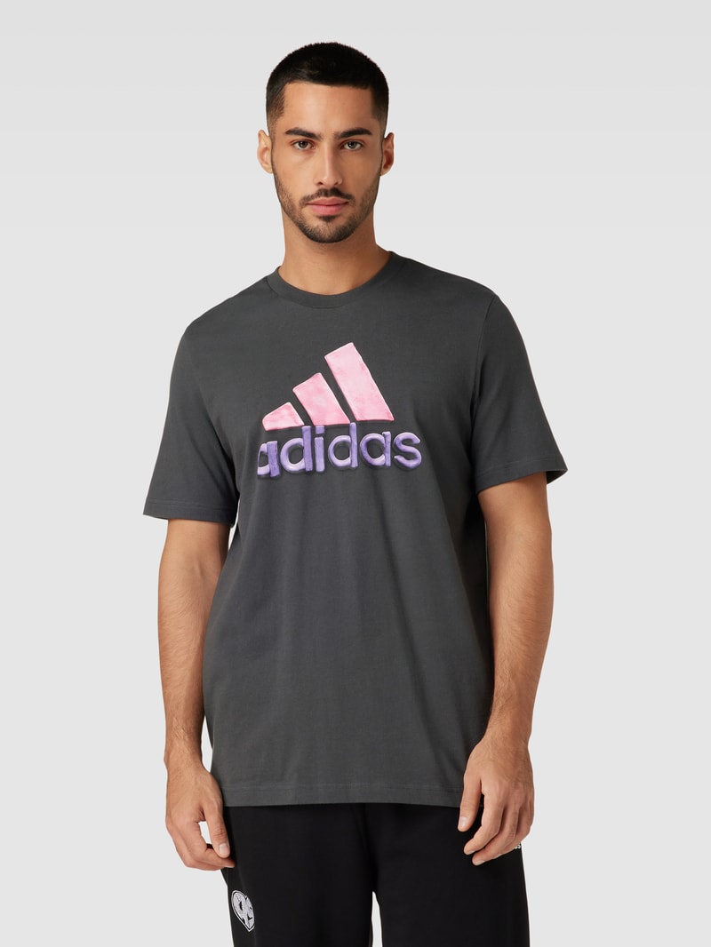 T-Shirt mit Label-Print in dunkelgrau