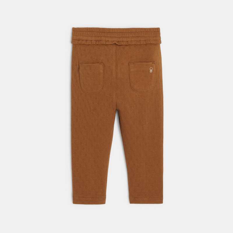Pantalon maille fantaisie ceinture élastique marron bébé fille