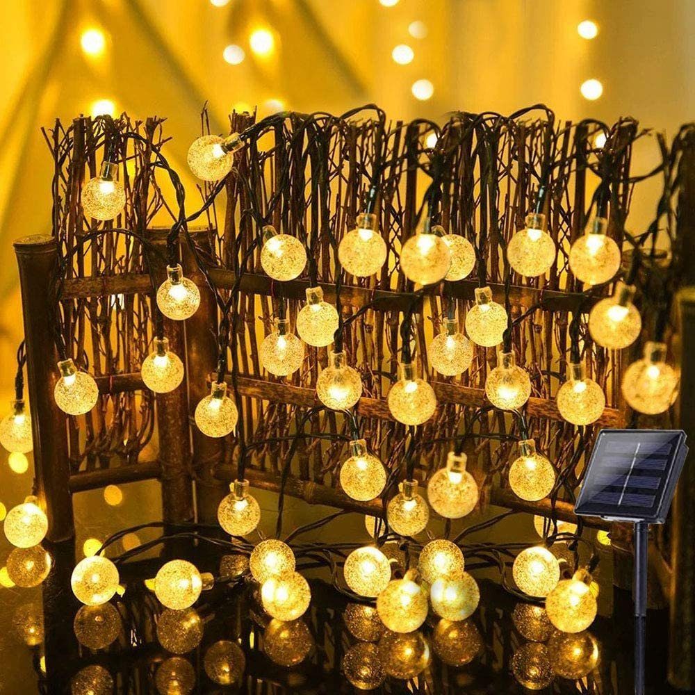Rosnek LED-Lichterkette Lichterkette Außen Solar, Solar Lichterkette Aussen Kristall Kugeln, 5/9M Wasserdicht LED Solarlichterkette für Garten, Party, Weihnachten