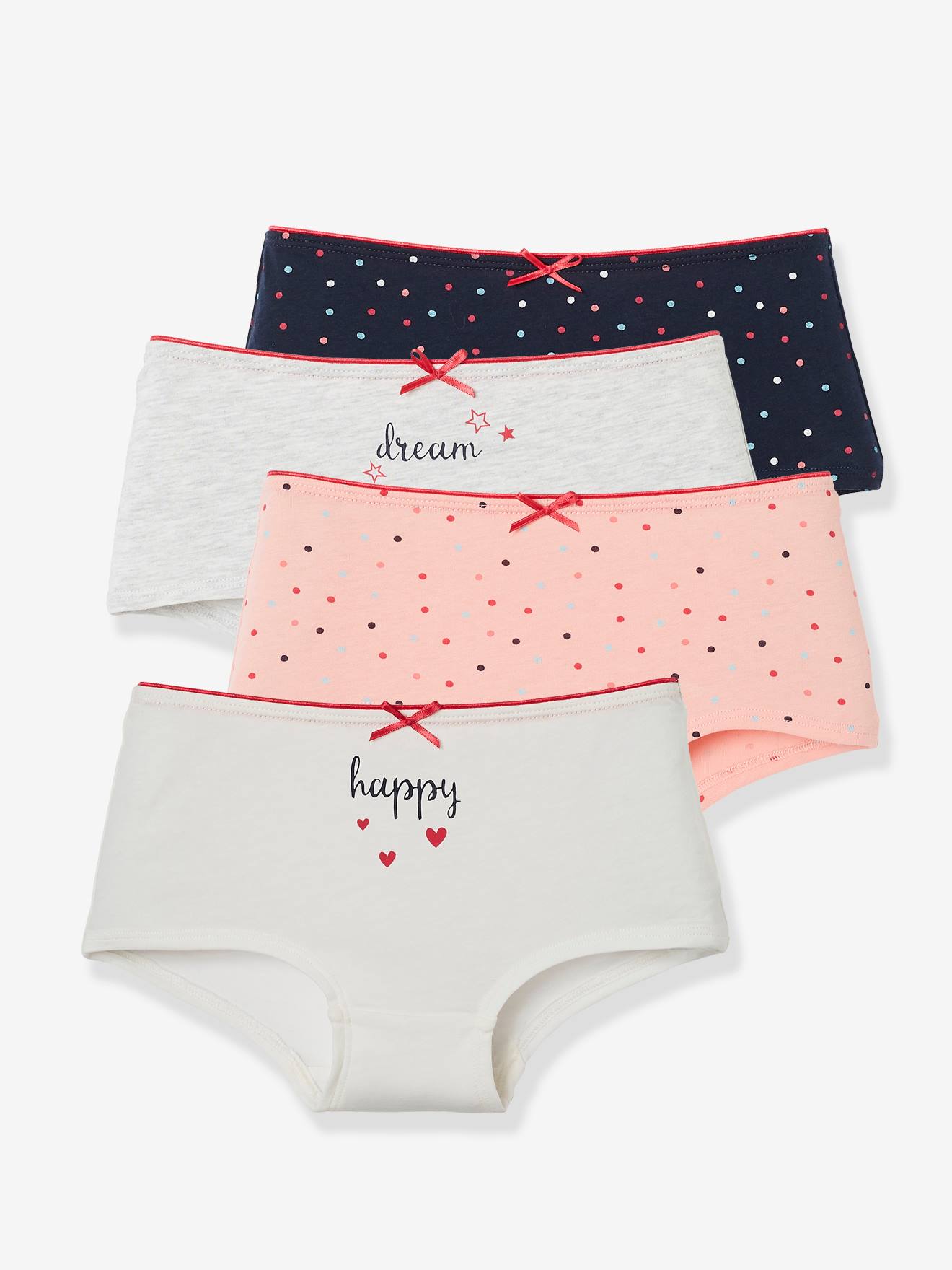 Les 4 shorties fille BASICS lot rose