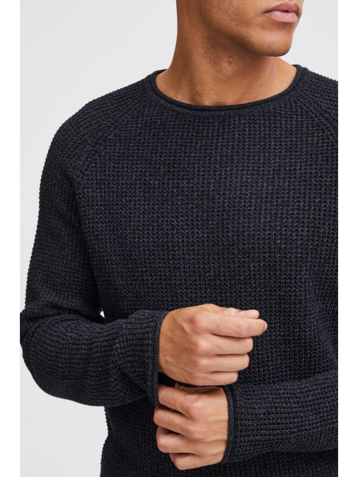 !SOLID Strickpullover SDKotchap 21301069-ME  Melierter Strickpullover mit Rollkanten in Schwarz günstig kaufen
