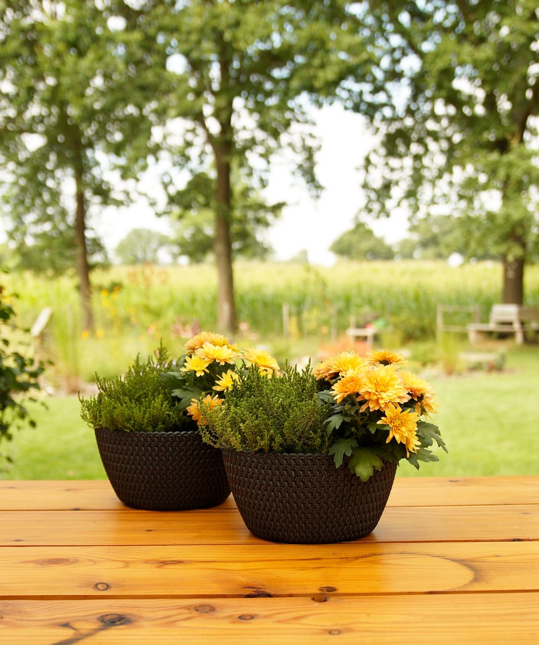 Powertec Garden Strickoptik-Blumentopf, Anthrazit - 2er-Set