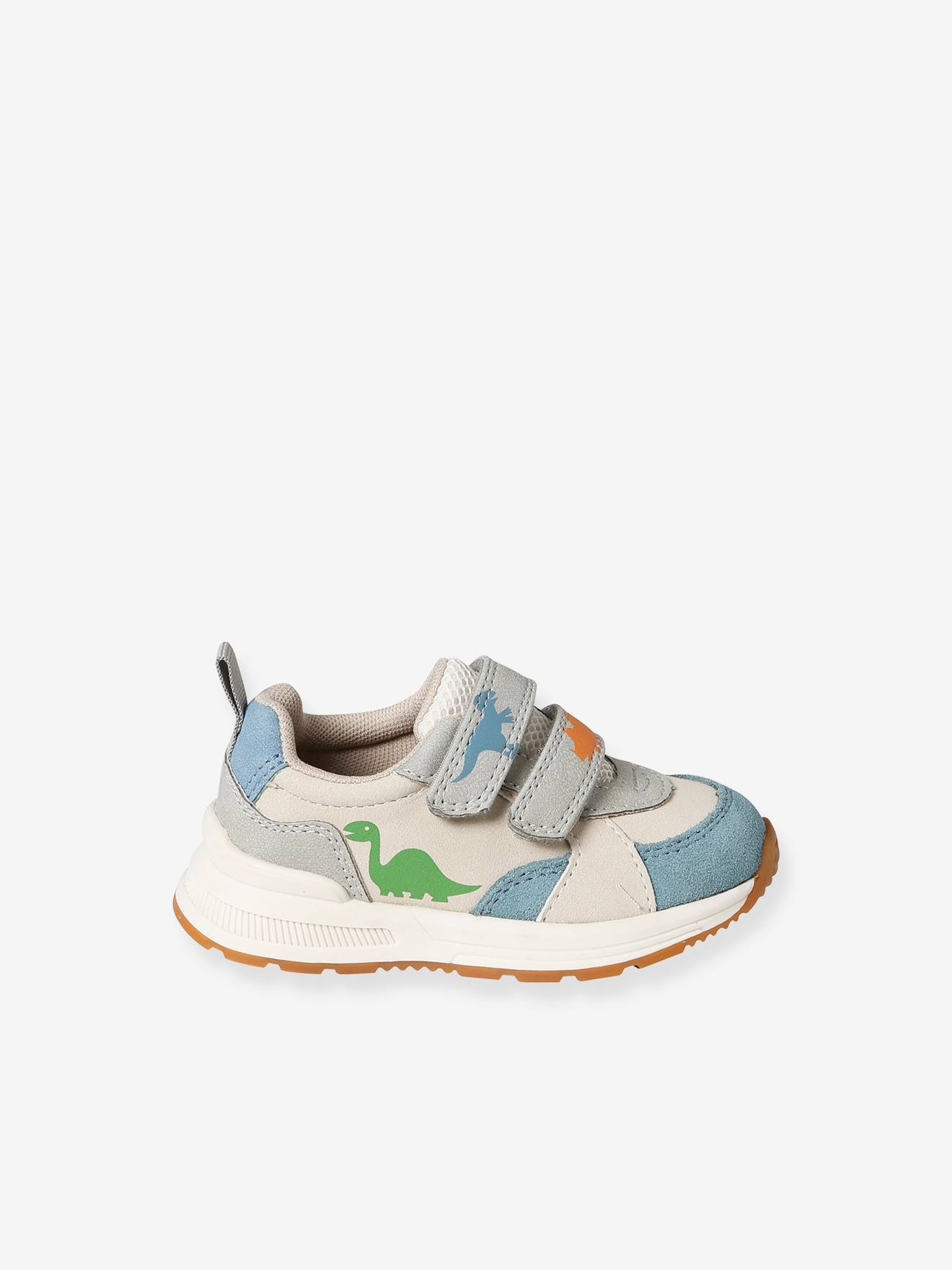 Vertbaudet Baby Klett-Sneakers mit Dinos - weiß bedruckt