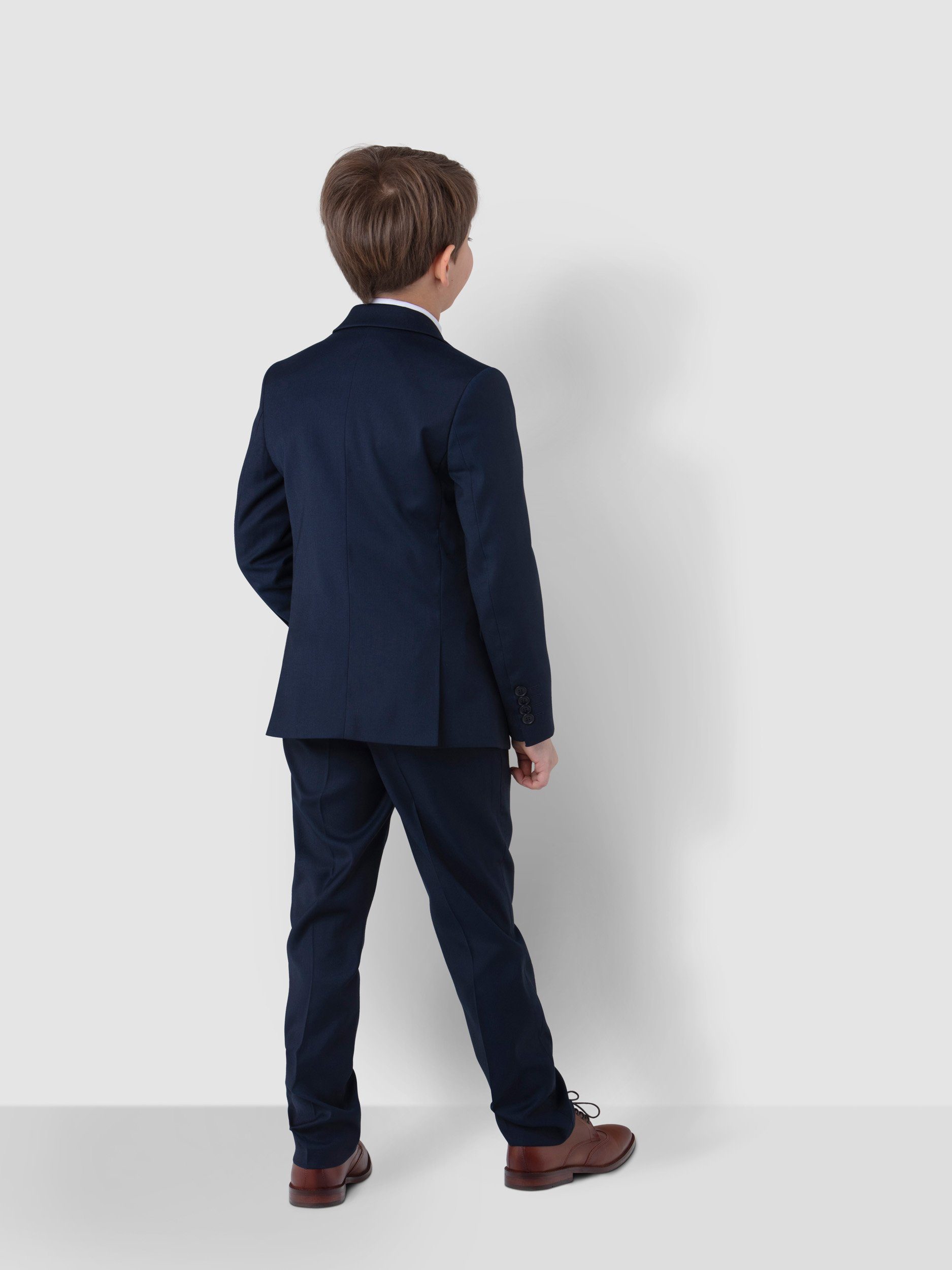 Melli-Trends Kinderanzug Luxuriöser Jungen Anzug, Kommunionanzug, 6-teilig, in Dunkelblau (Sakko, Weste, Hemd, Hose, Krawatte und Einstecktuch) festlich, elegant