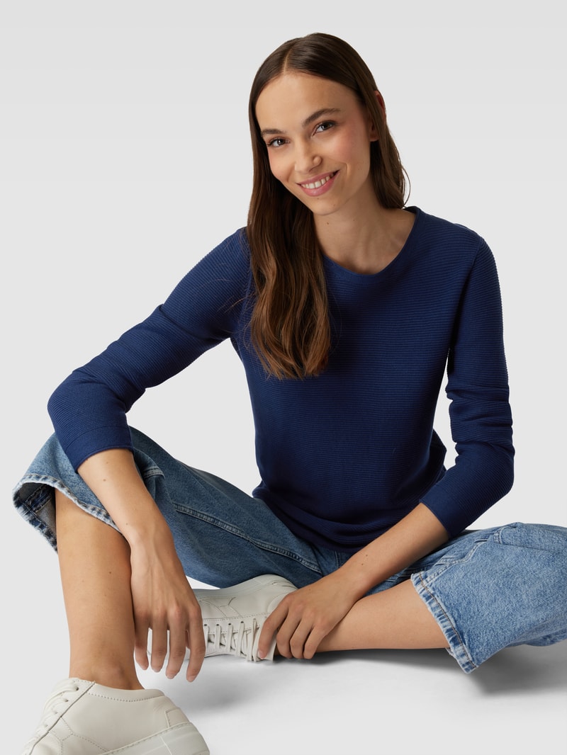 Strickpullover mit Rundhalsausschnitt in bleu