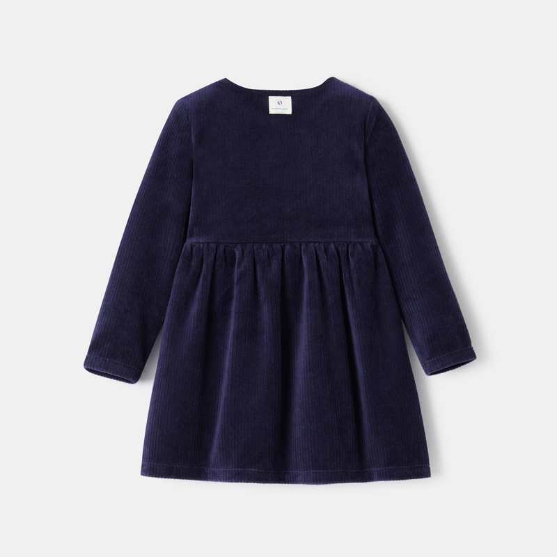 Robe unie en velours côtelé bleue bébé fille Absorba