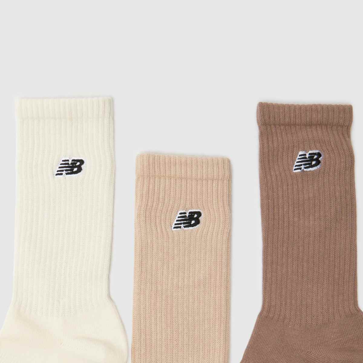 New Balance beige stickade barnstrumpor med logotyp, 3-pack