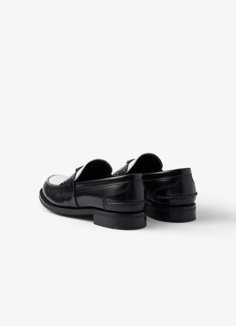 Prada leather loafer with logo