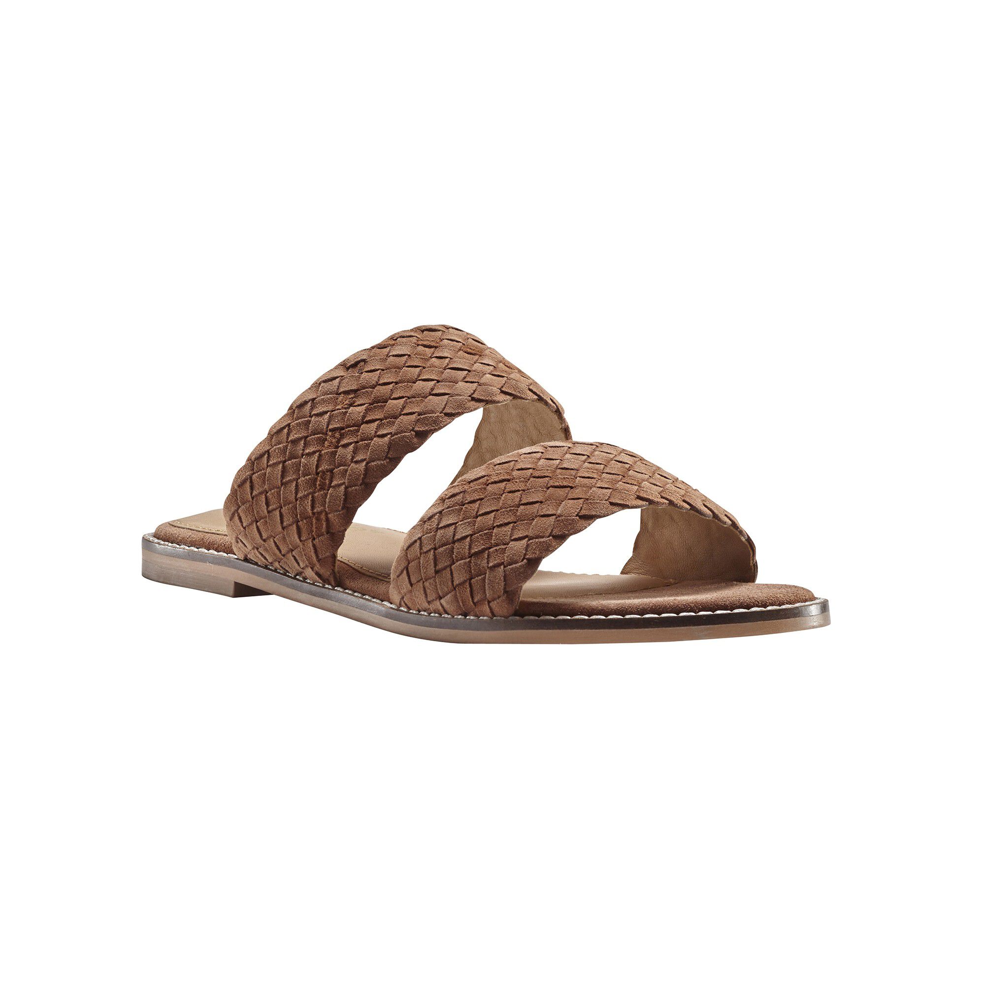 Mules plates en cuir tressé